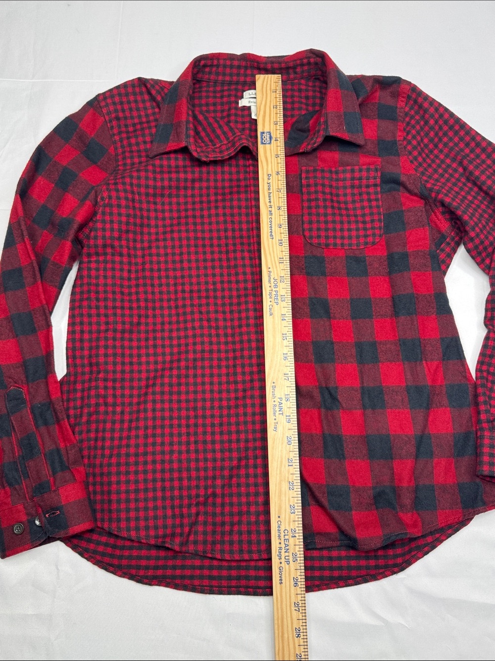 LL Bean Women's Red Black Buffalo Check Plaid Relaxed Fit Flannel Shirt L large - Picture 4 of 6